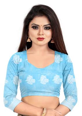 Turquiose woven art silk sarees saree with blouse 5