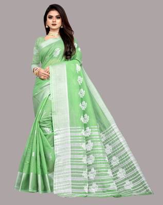 Green woven art silk sarees saree with blouse 1