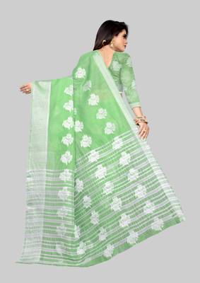 Green woven art silk sarees saree with blouse 2