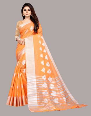Orange woven art silk sarees saree with blouse 1