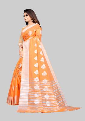 Orange woven art silk sarees saree with blouse 2