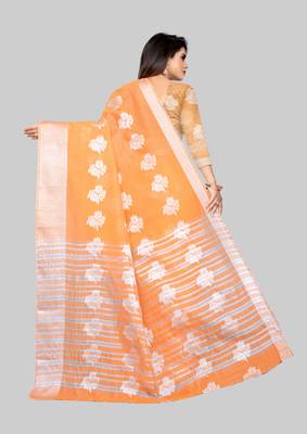 Orange woven art silk sarees saree with blouse 3