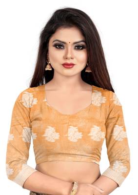 Orange woven art silk sarees saree with blouse 5