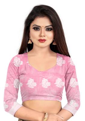 Pink woven art silk sarees saree with blouse 5