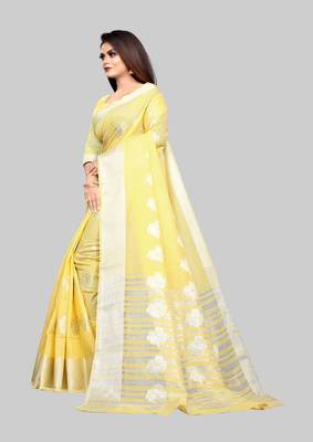 Gold woven art silk sarees saree with blouse 3