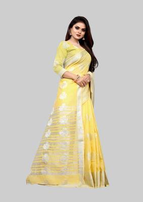 Gold woven art silk sarees saree with blouse 4
