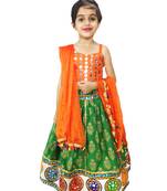 Green embroidered cotton stitched lehenga choli
