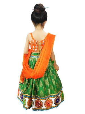 green cotton lehenga choli with embroidered work 2