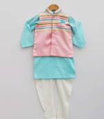 Baby Pink Jacket with Blue Kurta and Pant