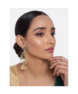Enamel Pearl Dangle Jhumka Earrings 1
