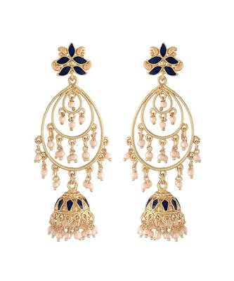 Enamel Pearl Dangle Jhumka Earrings 2