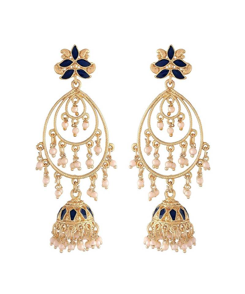 Enamel Pearl Dangle Jhumka Earrings