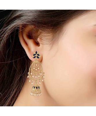 Enamel Pearl Dangle Jhumka Earrings 3