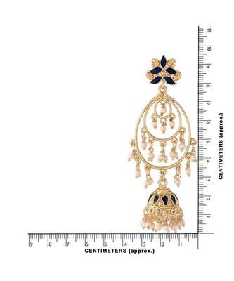 Enamel Pearl Dangle Jhumka Earrings 4