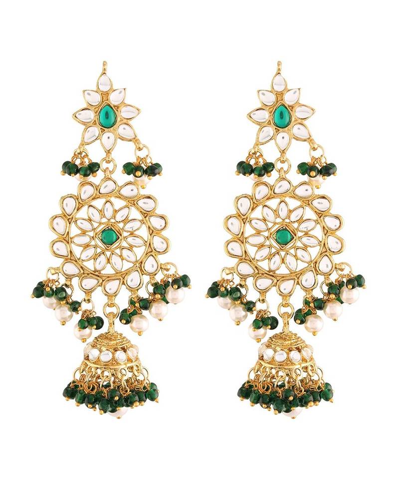 Kundan Studded Drop Jhumka Earrings