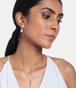 Rose Gold Plated Glittering American Diamond CZ Zircon Chain Pendent Necklace Set