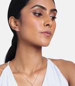 Rose Gold Plated Glittering American Diamond CZ Zircon Chain Pendent Necklace Set