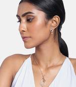 Rose Gold Plated Glittering American Diamond CZ Zircon Chain Pendent Necklace Set