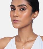 Rose Gold Plated Glittering American Diamond CZ Zircon Chain Pendent Necklace Set