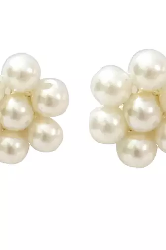 White Pearl Beaded Stylish Moti Choker Necklace Set with Stud Earrings