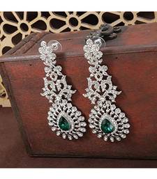 Rhodium Plated Austrion Diamond Sparkling Dangle Earrings