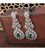 Rhodium Plated Austrion Diamond Sparkling Dangle Earrings