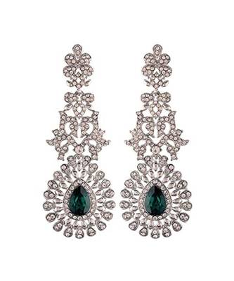 Rhodium Plated Austrion Diamond Sparkling Dangle Earrings 2