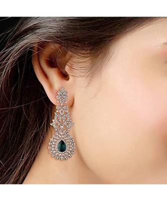 Rhodium Plated Austrion Diamond Sparkling Dangle Earrings 3