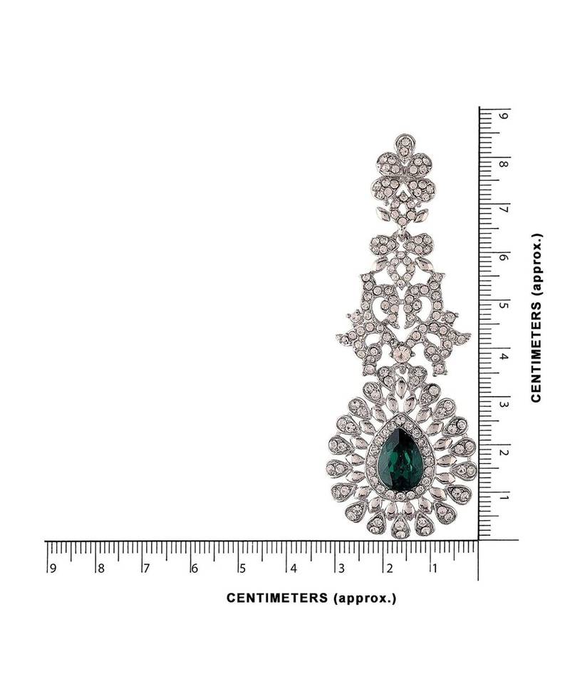 Rhodium Plated Austrion Diamond Sparkling Dangle Earrings