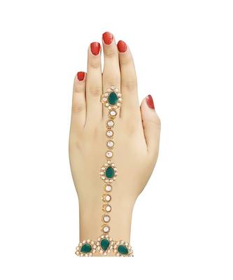 Embellish With Kundan & Pearl Adjustable Haath Phool Panja Bracelet 1