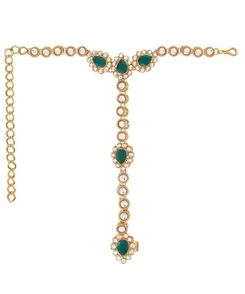 Embellish With Kundan & Pearl Adjustable Haath Phool Panja Bracelet