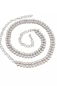 Rhodium Plated Ethnic Kundan Studded Kamarband Belly Chain