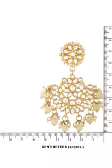 Traditional Matte Finish Kundan & Faux Pearl Chandbali Earrings with Maang Tikka Set