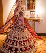 9000 Velvet Maroon Color Wedding Bridal Lehenga Choli