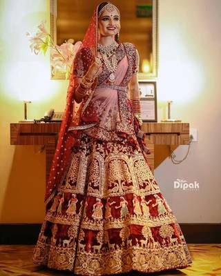9000 Velvet Maroon Color Wedding Bridal Lehenga Choli 2