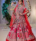 Red Colored Bridal Malay satin Lehenga Choli