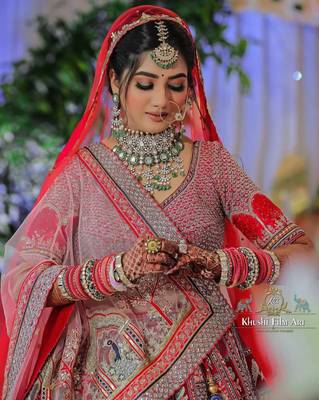 Red Colored Bridal Malay satin Lehenga Choli 3
