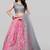Silver and Pink Colored Partywear Designer Embroidered Net with silk Lehenga Choli