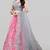 Silver and Pink Colored Partywear Designer Embroidered Net with silk Lehenga Choli