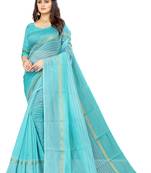 blue Art Silk  plain   saree with blouse