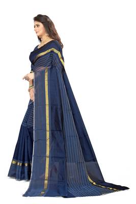 blue Art Silk  plain   saree with blouse 2