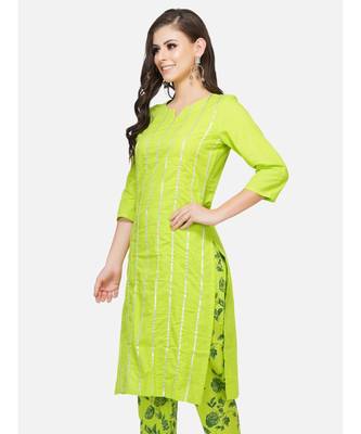 Green cotton printed stitched   KURTA 2