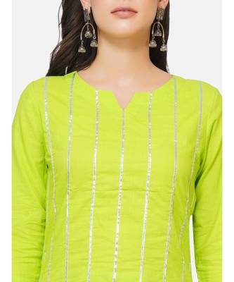 Green cotton printed stitched   KURTA 5