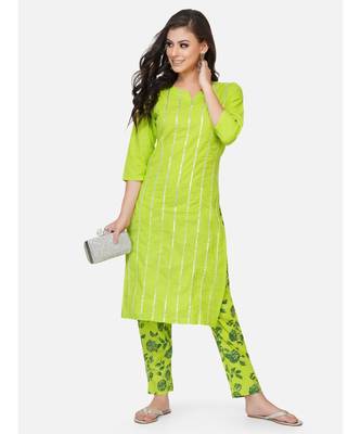 Green cotton printed stitched   KURTA 6