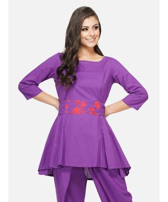 Purple cotton printed stitched   TUNIC 1