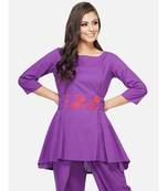 Purple cotton printed stitched   TUNIC