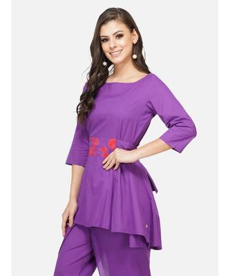 Purple cotton printed stitched   TUNIC 2