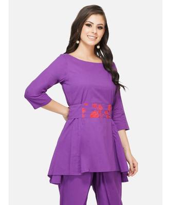 Purple cotton printed stitched   TUNIC 3