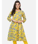 Yellow cotton printed stitched   KURTA