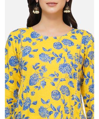 Yellow cotton printed stitched   KURTA 5